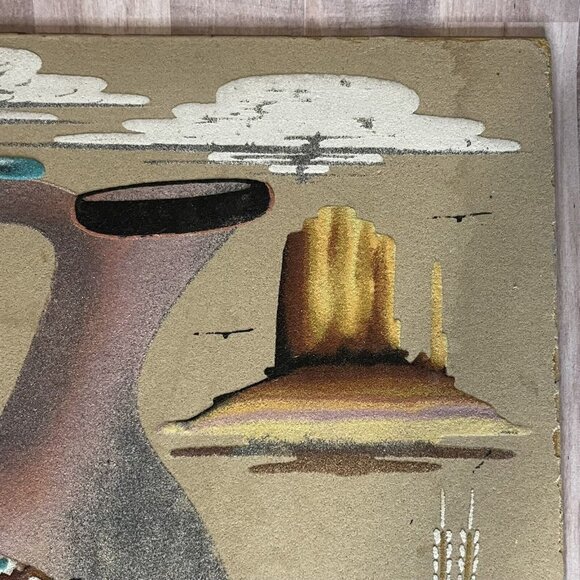 Vtg New Mexico 16” Navajo Sand Painting Wedding Vase Luck Signed Ben Matchers - Picture 10 of 16